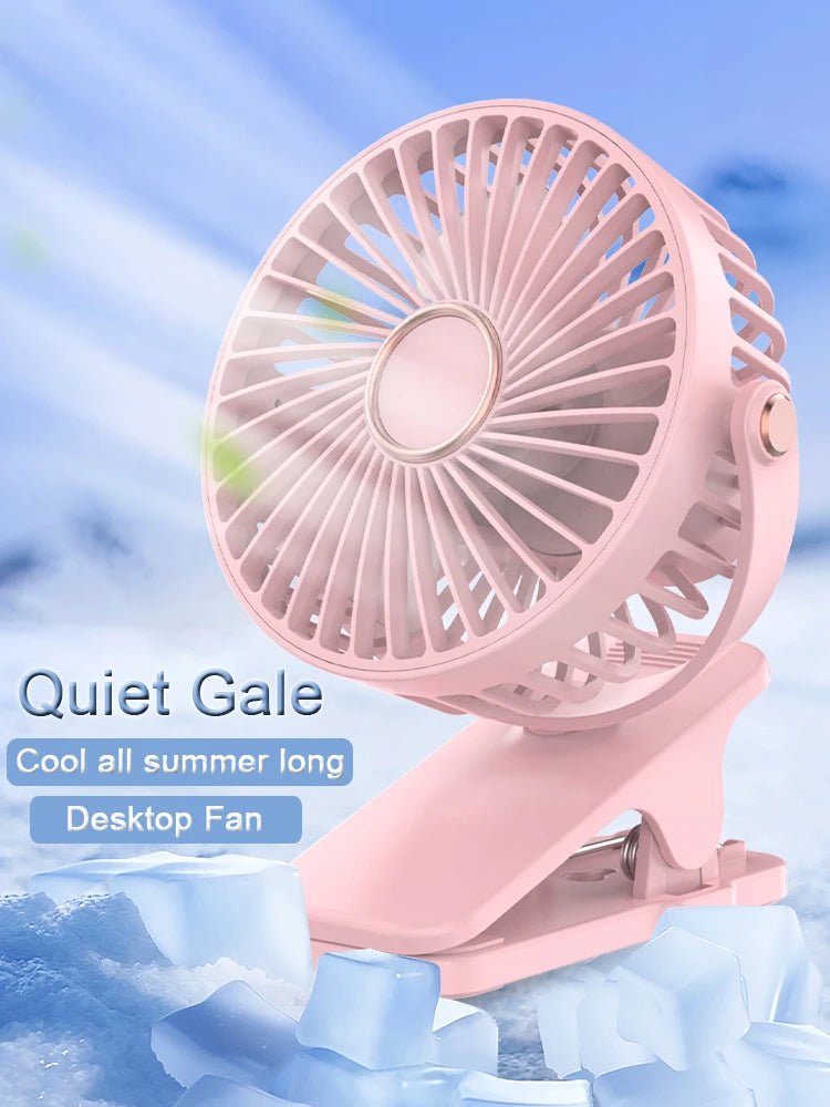 Portable USB Mini Handheld Clip Fan Convenient And Ultra-quiet Electric Fan Rechargeable Student Cute Small Cooling Ventilador