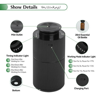 Namste Car Aroma Diffuser USB Charging Aluminium Alloys Material Aromatic Oil Diffuser Air Freshener Device For Home Office