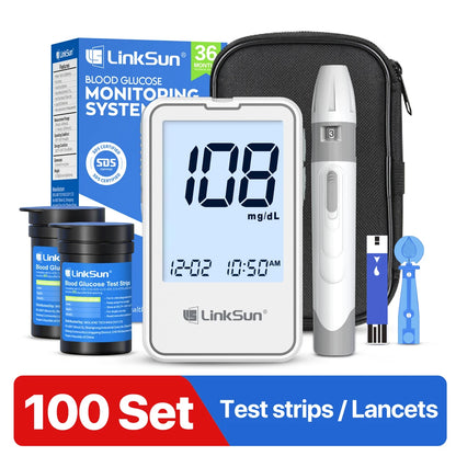 G-425-1 LinkSun Blood Glucose Meter Kit 50/100pcs Test Strips Lancets for Diabetes Monitor Digital Glucometer Blood Sugar Meter