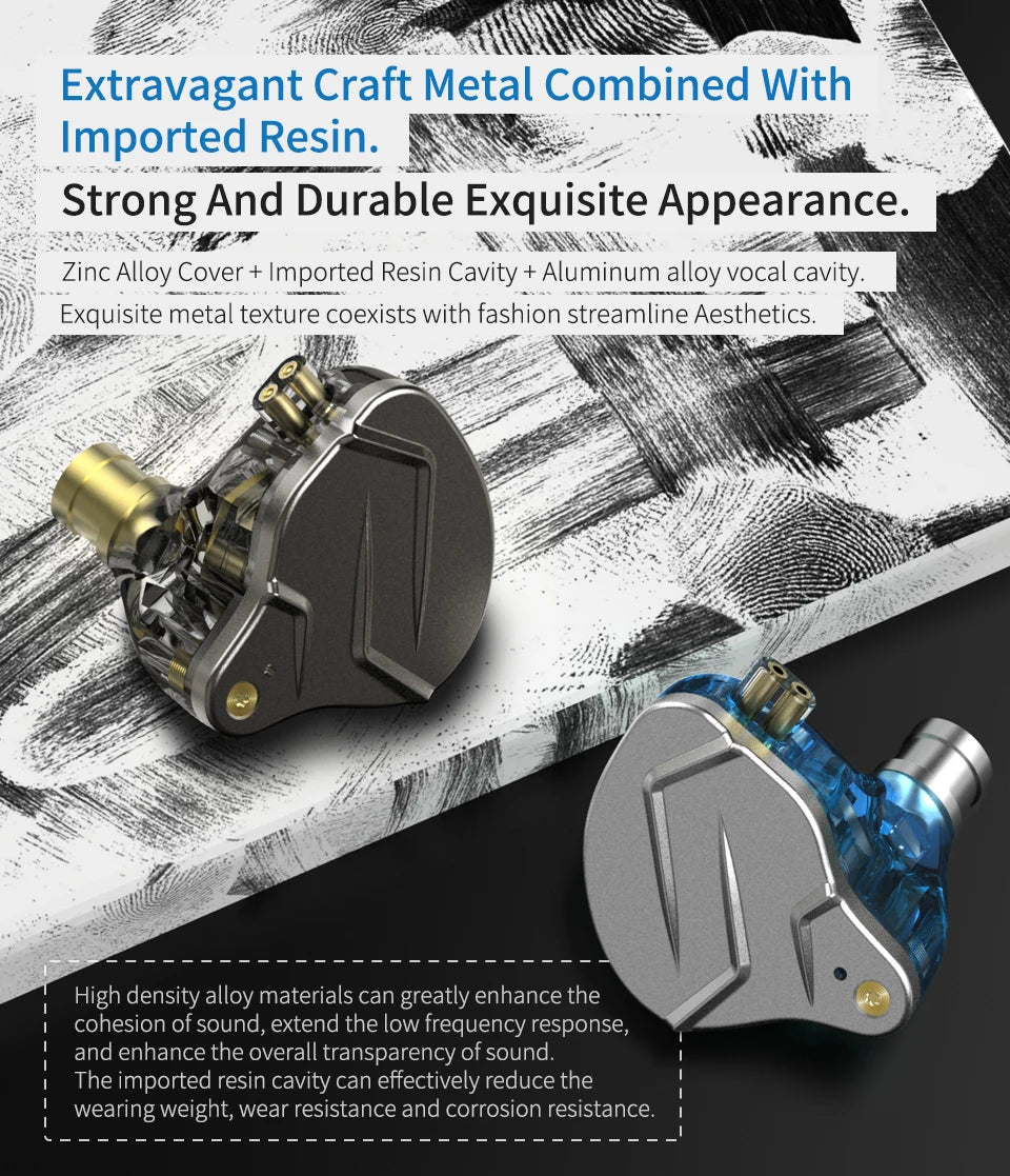 KZ ZSN PRO Earphones 1DD+1BA Hybrid Drive HIFI Bass Earbud Replaceable Cable