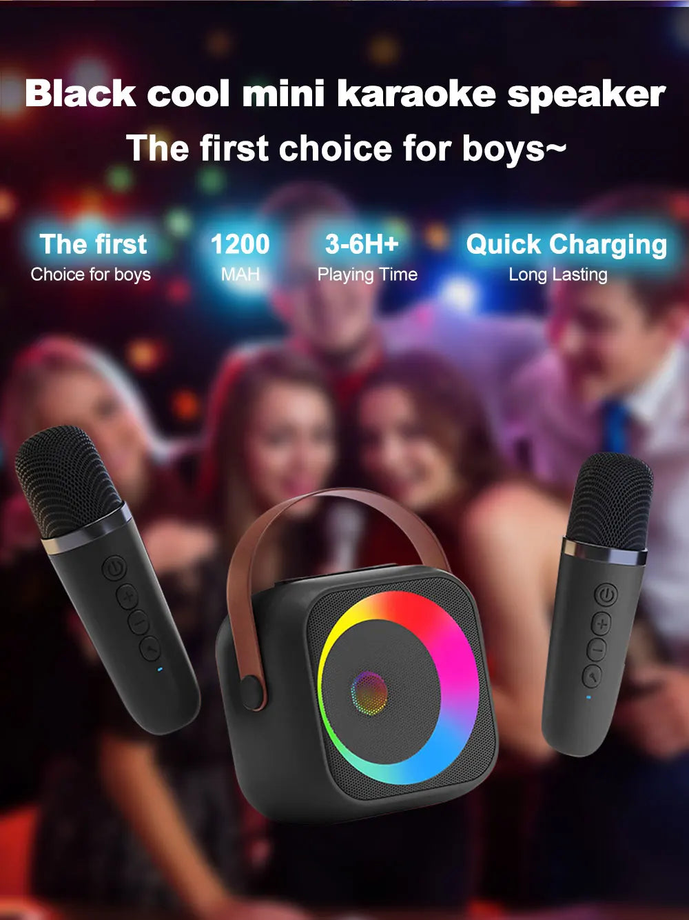 Haomuren Portable Karaoke Machine with Wireless 1 or 2 Microphone Mini Bluetooth Speaker for Children Singing Family Party Gift