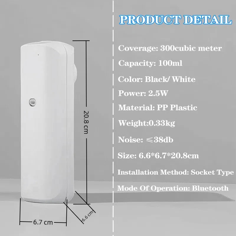 Fragrance Diffuser Coverage 300m³ Plug In Wall Waterless Essential Oil Diffuser Home Fragrance Smart Bluetooth Scent Air Machine