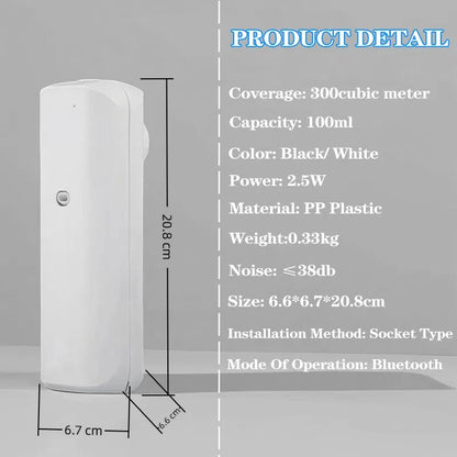 Fragrance Diffuser Coverage 300m³ Plug In Wall Waterless Essential Oil Diffuser Home Fragrance Smart Bluetooth Scent Air Machine