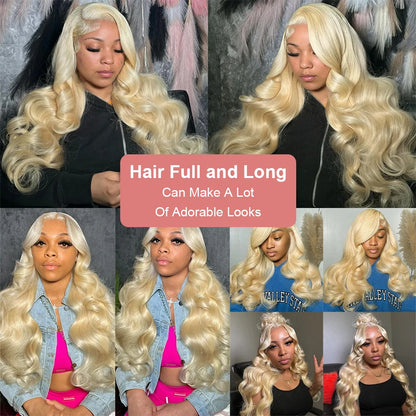 613 Lace Front Wig Human Hair 13x6 Blonde Human Hair Wigs 300% Density Body Wave Lace Front Wigs Human Hair Pre Plucked 46 Inch