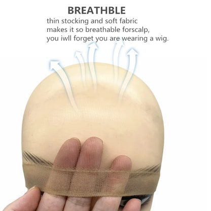 2/10/24Pieces Ultra-Thin HD Sheer Wig Caps for Women Invisible Stocking Bald Cap Lace Front Wig Accessories
