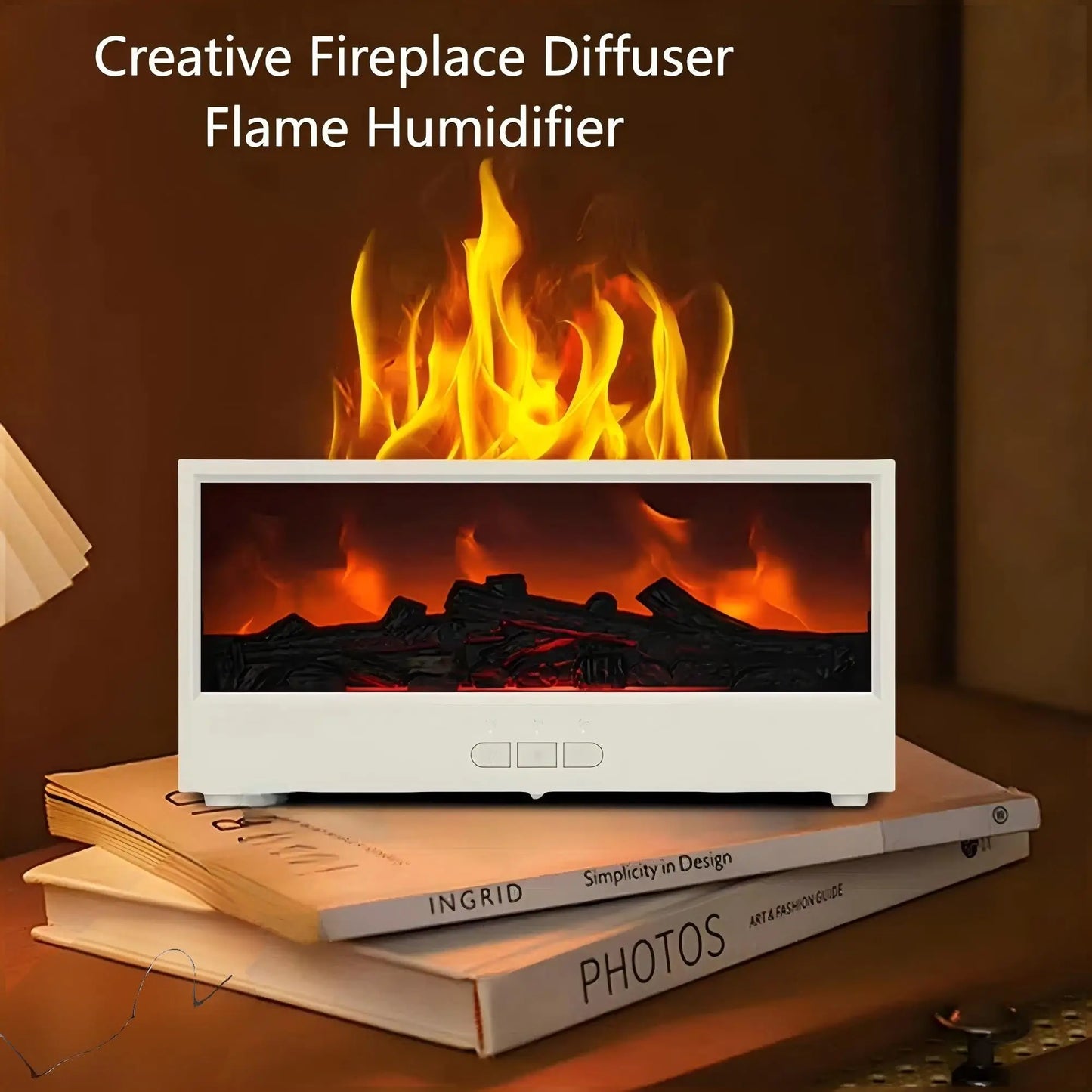 Creative Fireplace Air Humidifier Dynamic Flame Fireplace Aromatherapy Diffuser with Timer Remote Control Essential Oil Diffuser