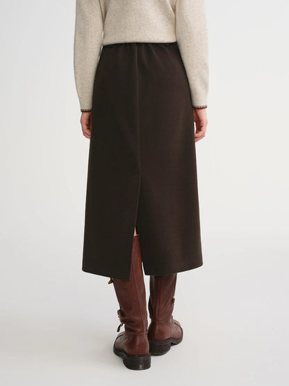 DUSHU Classic Long and Short Elastic Waist A-line Skirt 2025 Winter Skirt for Women Solid Simple Commuting Office Ladies College