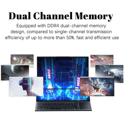 CRELANDER Double Screen Laptop intel core  i7-9750 Generation Windows 11 Touch Screen Gamer Laptop PC Portable Notebook Compu