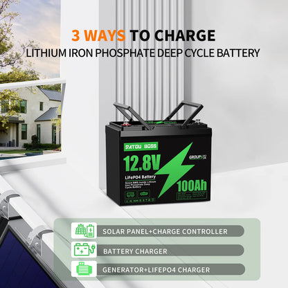 MFUZOP 12V 100Ah LiFePO4 Battery with Low-Temp Protection, Built-in 100A BMS, Max. 15000 Cycles, Perfect for Trolling Motors, RV