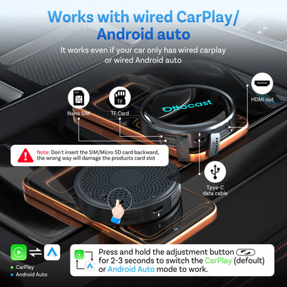 OTTOCAST P3 PRO AI Box Android TV Box for HDMI out Wireless CarPlay Android Auto Car Accessories for Toyota VW Honda Kia Benz