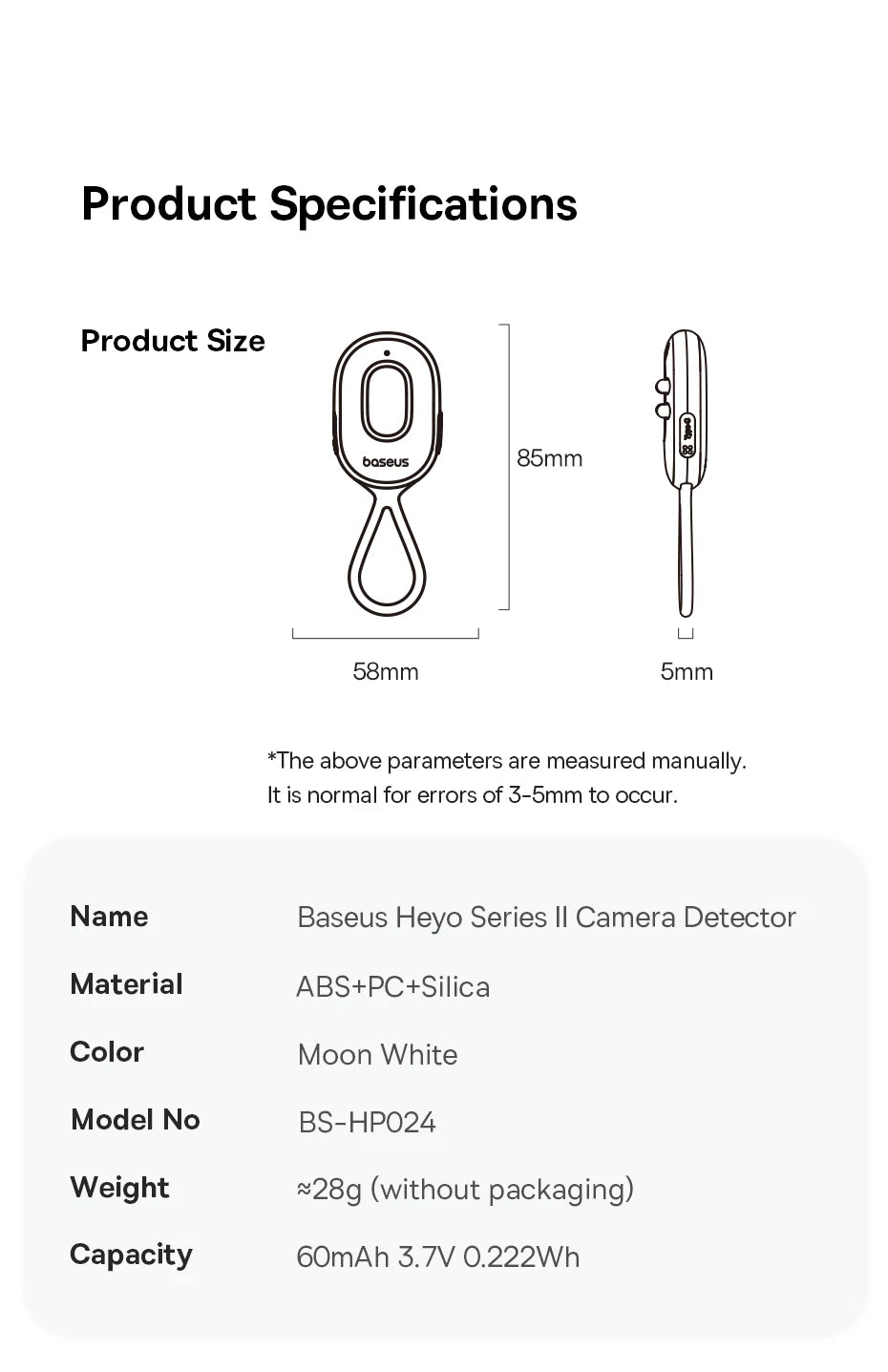 【New】Baseus Camera Detector Intelligent Hidden Camera Signal Gadget Security Alarm Anti Spy Candid Peeping Protection Detector