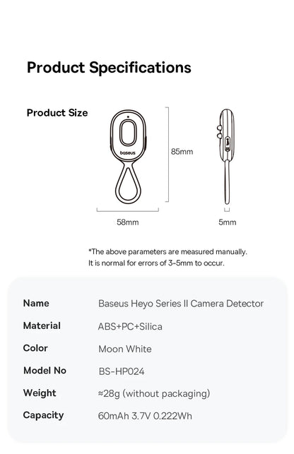 【New】Baseus Camera Detector Intelligent Hidden Camera Signal Gadget Security Alarm Anti Spy Candid Peeping Protection Detector
