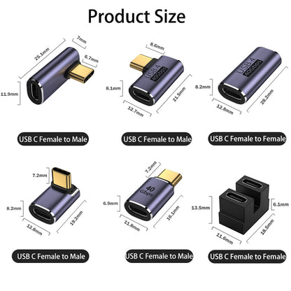 USB4.0 40Gbps OTG C-type 90 degree Adapter 100W 5A USB C to Type C Fast Charging Converter USB C Data Adapter For Macbook 8K60HZ