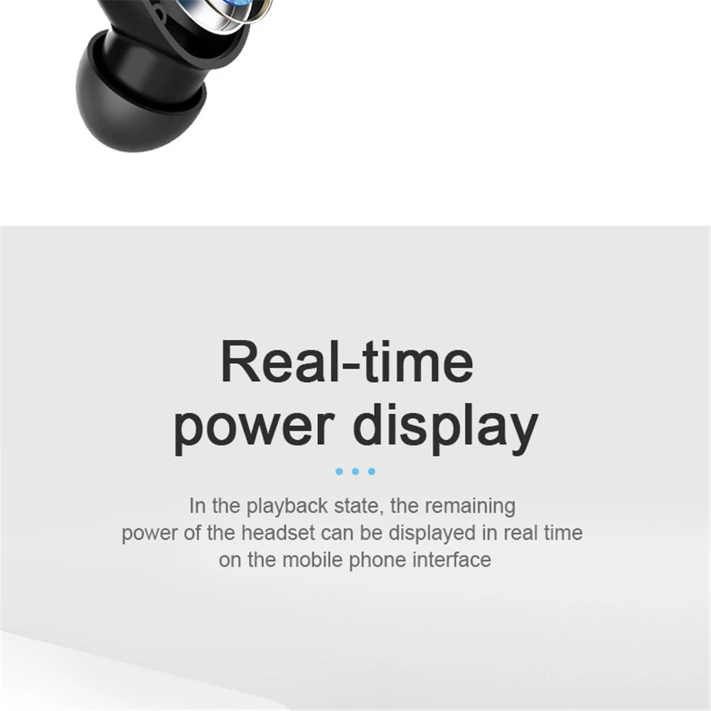 A6S Wireless Bluetooth Earphones - Sport Touch Control Headset With LED Display Stereo Sound For Xiaomi Huawei
