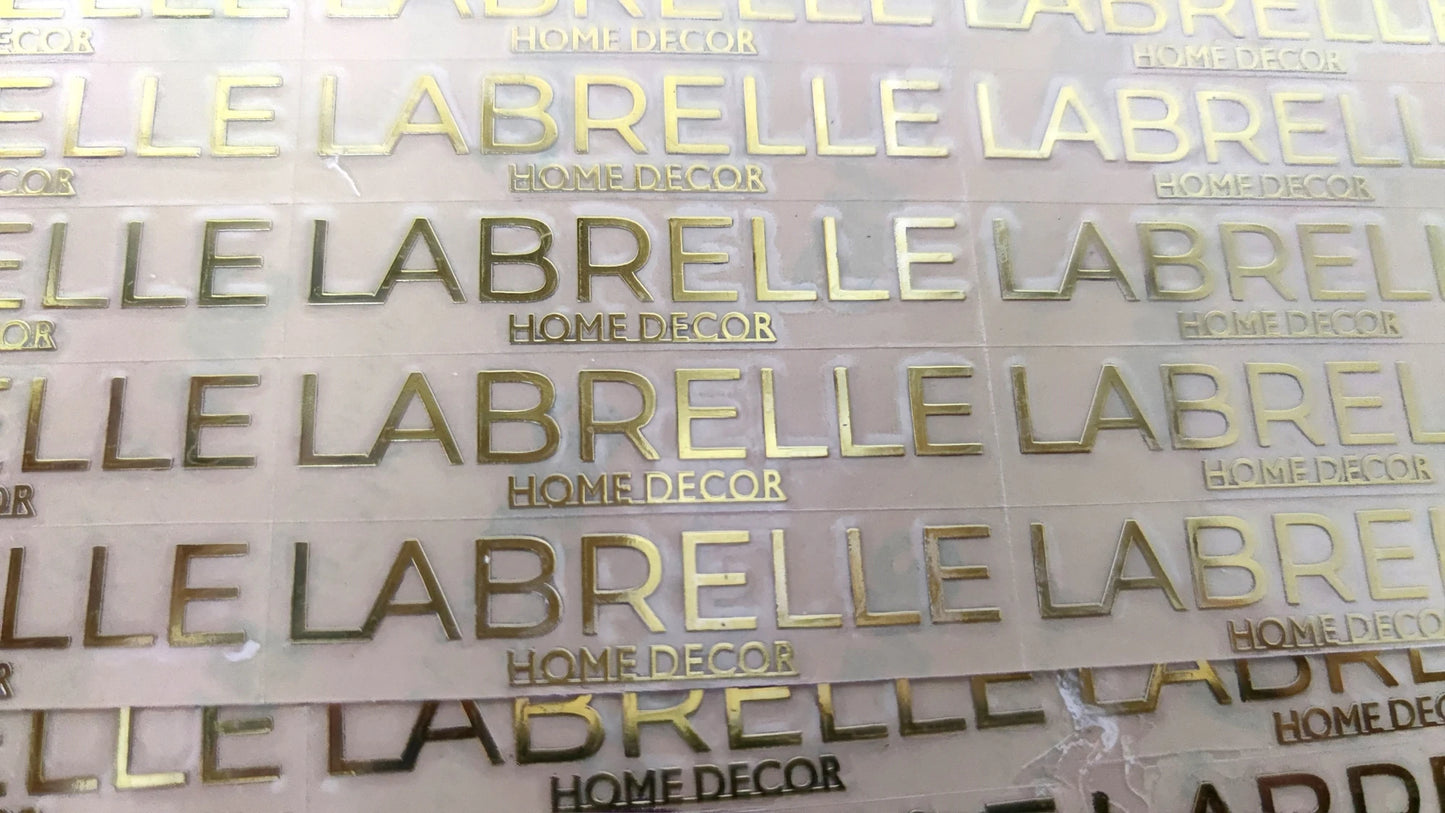 50PCS Metal transfer sticker 3D custom logo name self-adhesive with any text Gold and Silver for easy tearing