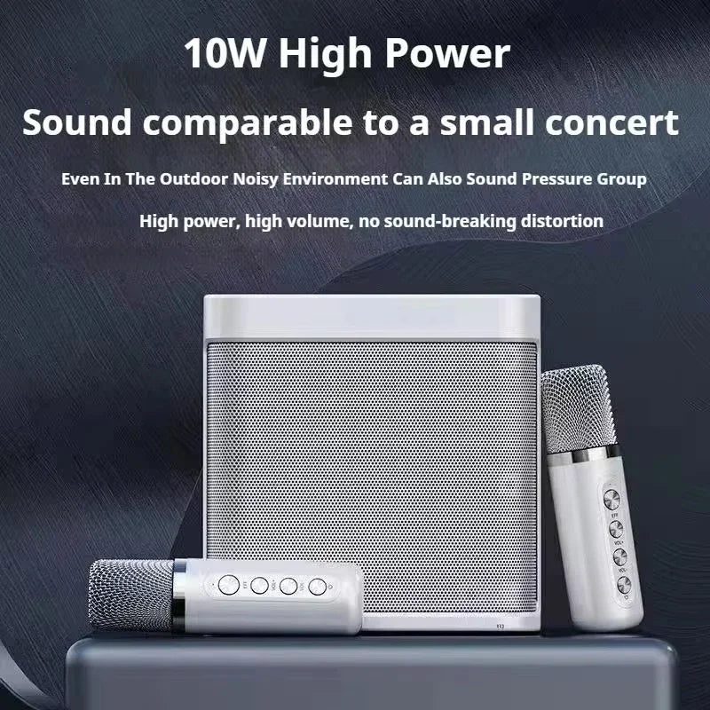 Karaoke Machine With 2 Wireless Dual Microphones Portable Boombox AUX TF Card U Disk Player Voice Changer For Party