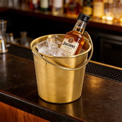 1pc Bar Party Ice Bucket Stainless Steel Ice Bucket Golden Beer Barrel Champagne Cooling Barrel Snack Fried Chicken Bucket
