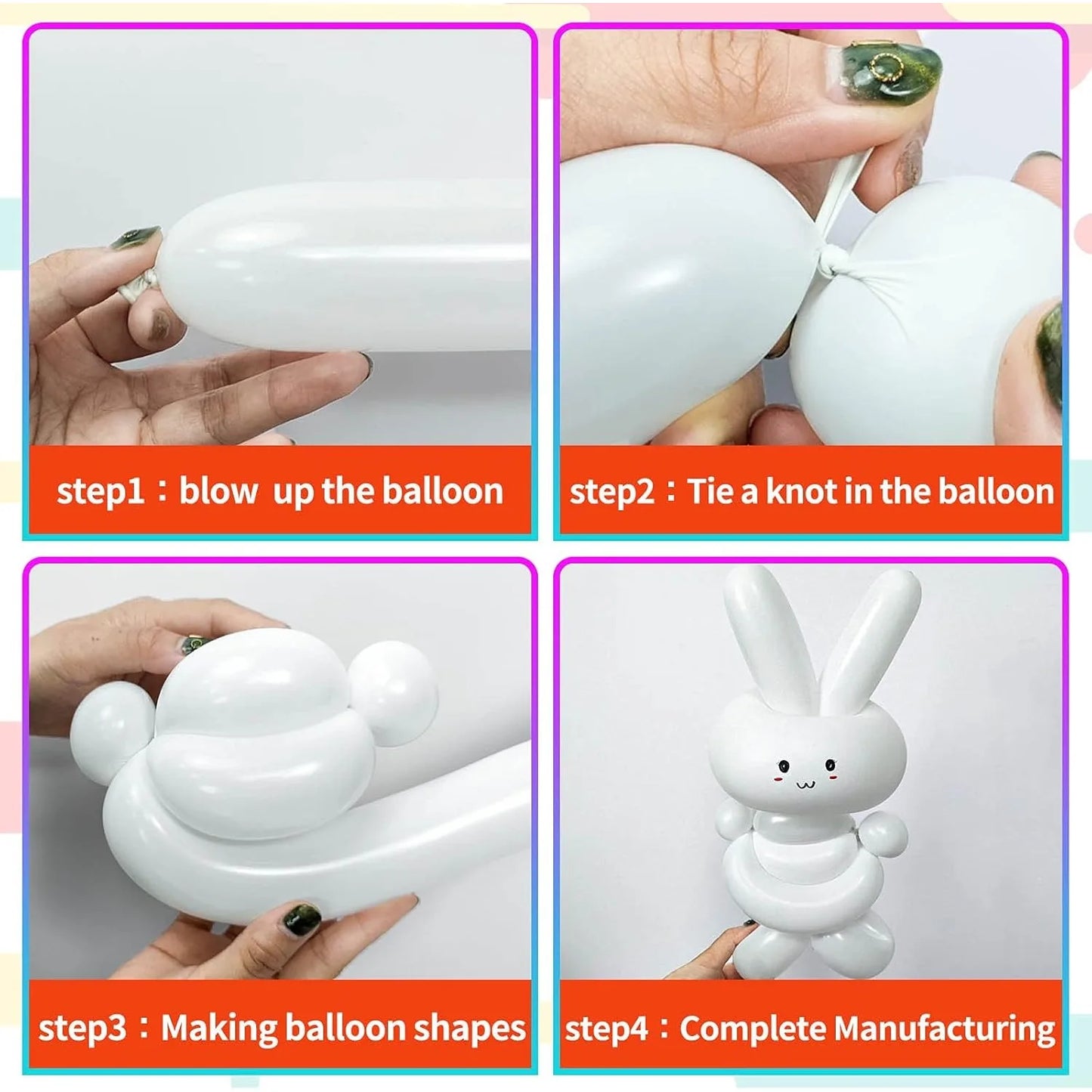 100pcs Thickening Long Balloons for Tying Arch Twisting Latex Modeling Skinny Birthday Balloon for Kids Party Wedding Decoartion