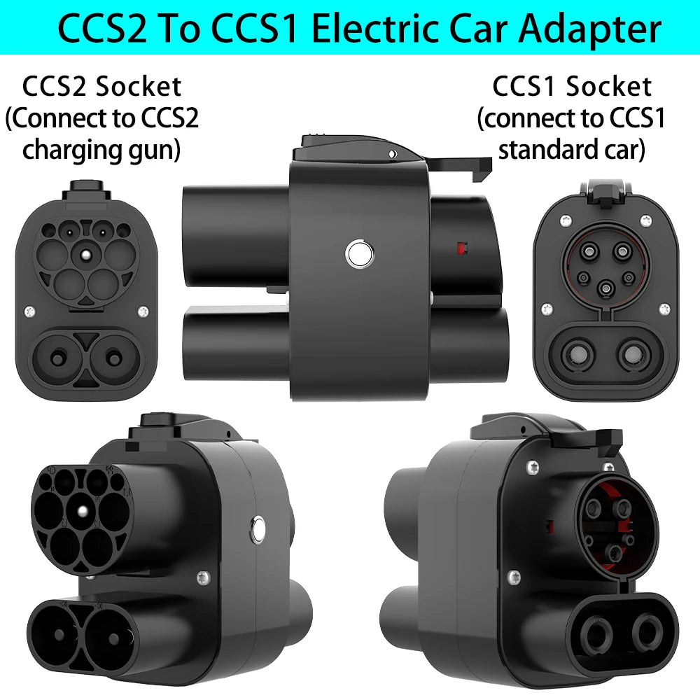 Unirise CCS2 To CCS1 EV Adapter 250kW 250A 1000v DC+AC Charger Connector CCS Combo 2 to CCS1 Fast Electric Car Charging Adapter