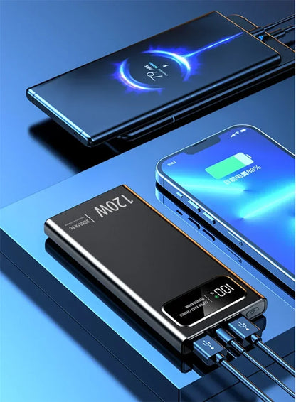 Lenovo 50000mAh Large Capacity Power Bank 120W Fast Charge LED Digital Display External Battery Universal charge Travel Outdoor