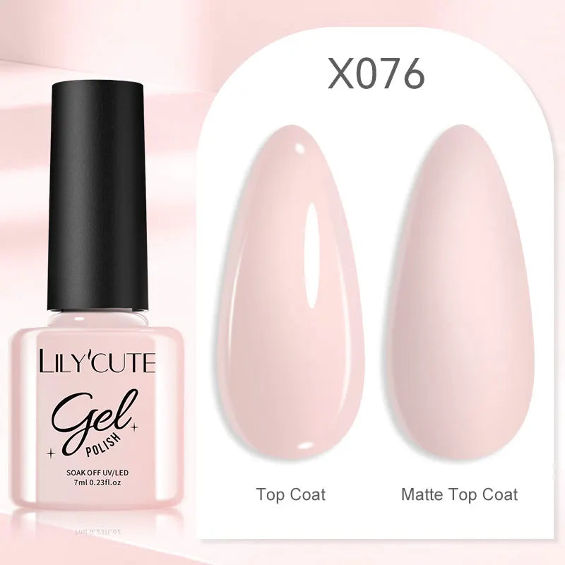 LILYCUTE Nude Crystal Rubber Base Gel Nail Polish Natural Color Semi Permanent UV Gel Soak Off Self Leveling Nail Gel Varnishes