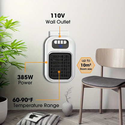 Portable Heater Electric Heater Plug in Wall Room Heater Radiator Remote Warmer Machine Muted for Bedroom Bathroom Office
