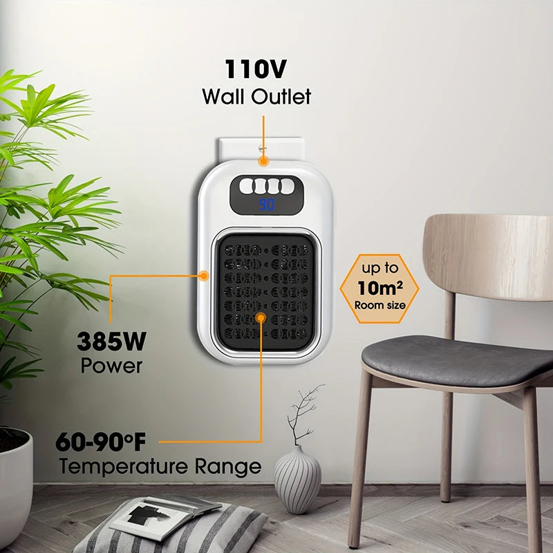 Portable Heater Electric Heater Plug in Wall Room Heater Radiator Remote Warmer Machine Muted for Bedroom Bathroom Office