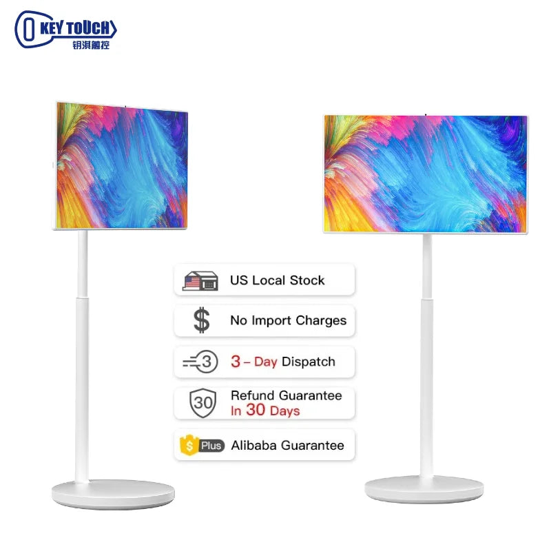 32" Portable Smart TV Touchscreen LED Monitor Mobile Standing Display for Gaming Study Fitness