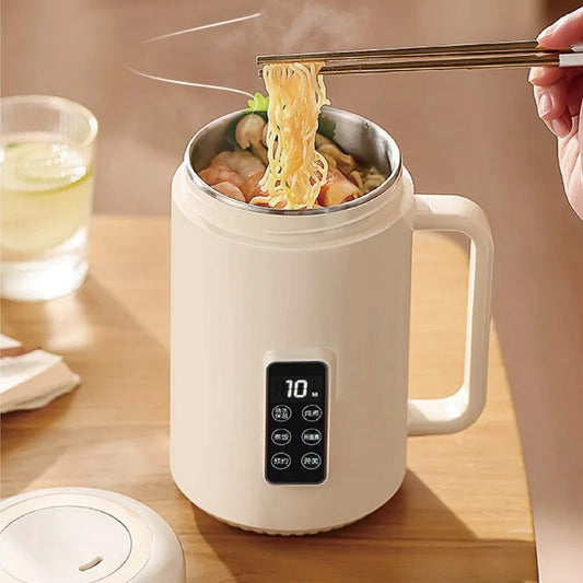 500W Electric Kettle 12h Appointment Porridge Special Pot Portable 304 Stainless Steel Health Cup Multifunctional Rice Cooker 1L