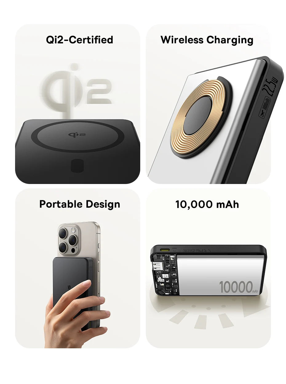 Baseus Qi2 Magnetic Power Bank 10000mah Fast Charge Powerbank Wireless Charging 22.5W External Battery Charger For iPhone 16 15