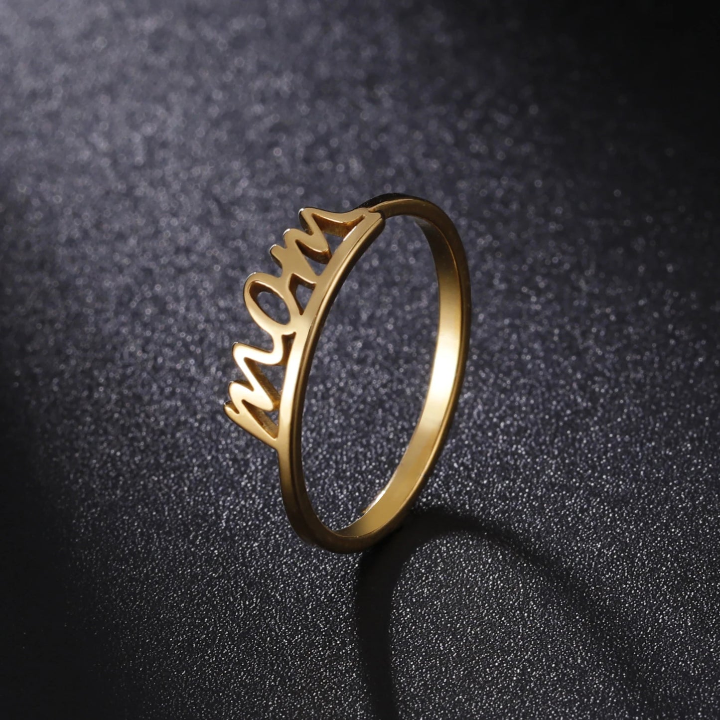 HIPEE New Fashion Gold Plated Glossy MAMA Rings Stainless Steel Letters Ring for Women Men Mom Jewelry Mother's Day Gift