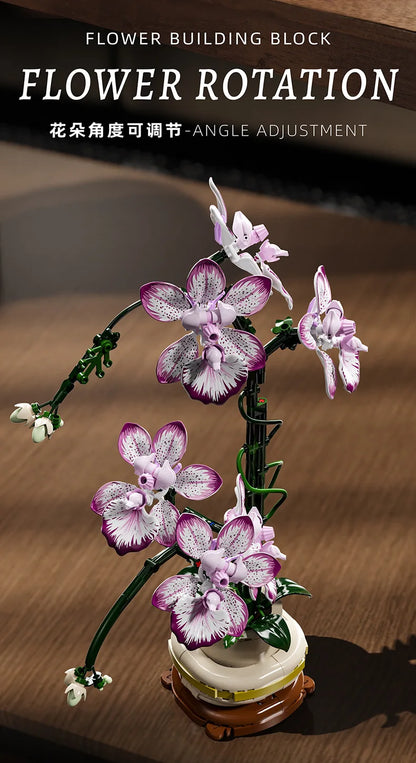 Mother's Day Gift Flowers Building Block Toy Oncidium Bouquet MOC Small Particles Orchid Bricks Flower Toy for Woman Girls Kids