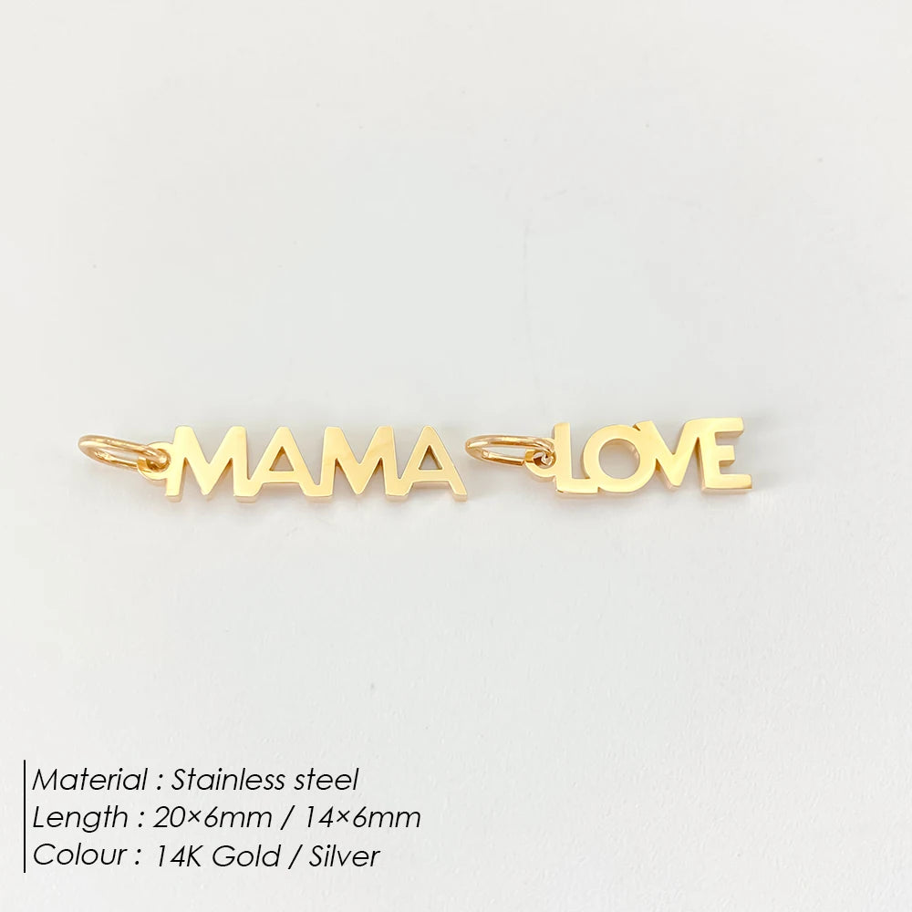 eManco  MAMA LOVE  Pendant  Stainless Steel Letter Hang Ornament For DIY Mother's Day Nacklace Earrings Jewelry Making