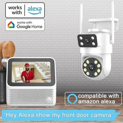 4K 8MP  Tuya Dual Lens PTZ WIFI Camera Full HD Dual Screen Ai Human Auto Tracking Outdoor 4MP Security Video Surveillance Camera
