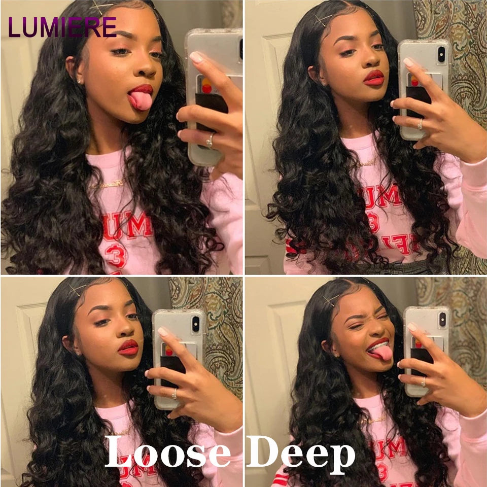 Loose Deep Wave Bundles 100% Virgin Raw Brazilian Human Hair Weave 1/3/4   Bundle Deals Hair Extension Double Weft Wholeasle 30"