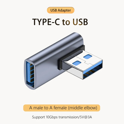 5A Type-C OTG Adapter 240W Fast Charging Data Converter USB4.0 40Gbps Support 8K 60Hz USB C 90/180 Degree Elbow Adapter