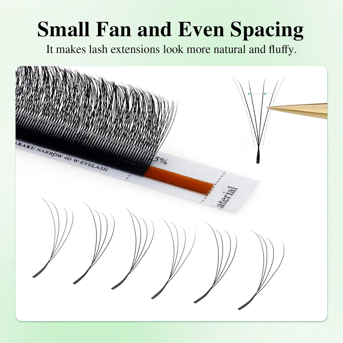 NAGARAKU Narrow 4D W Shape False Eyelash Extensions Premade Volume Fans V Shape Lashes Bloom Mesh Eyelashes Air Series Bundle