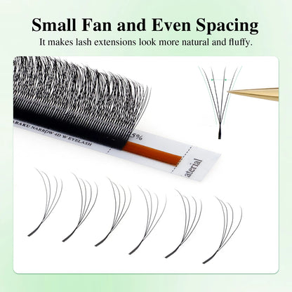 NAGARAKU Narrow 4D W Shape False Eyelash Extensions Premade Volume Fans V Shape Lashes Bloom Mesh Eyelashes Air Series Bundle