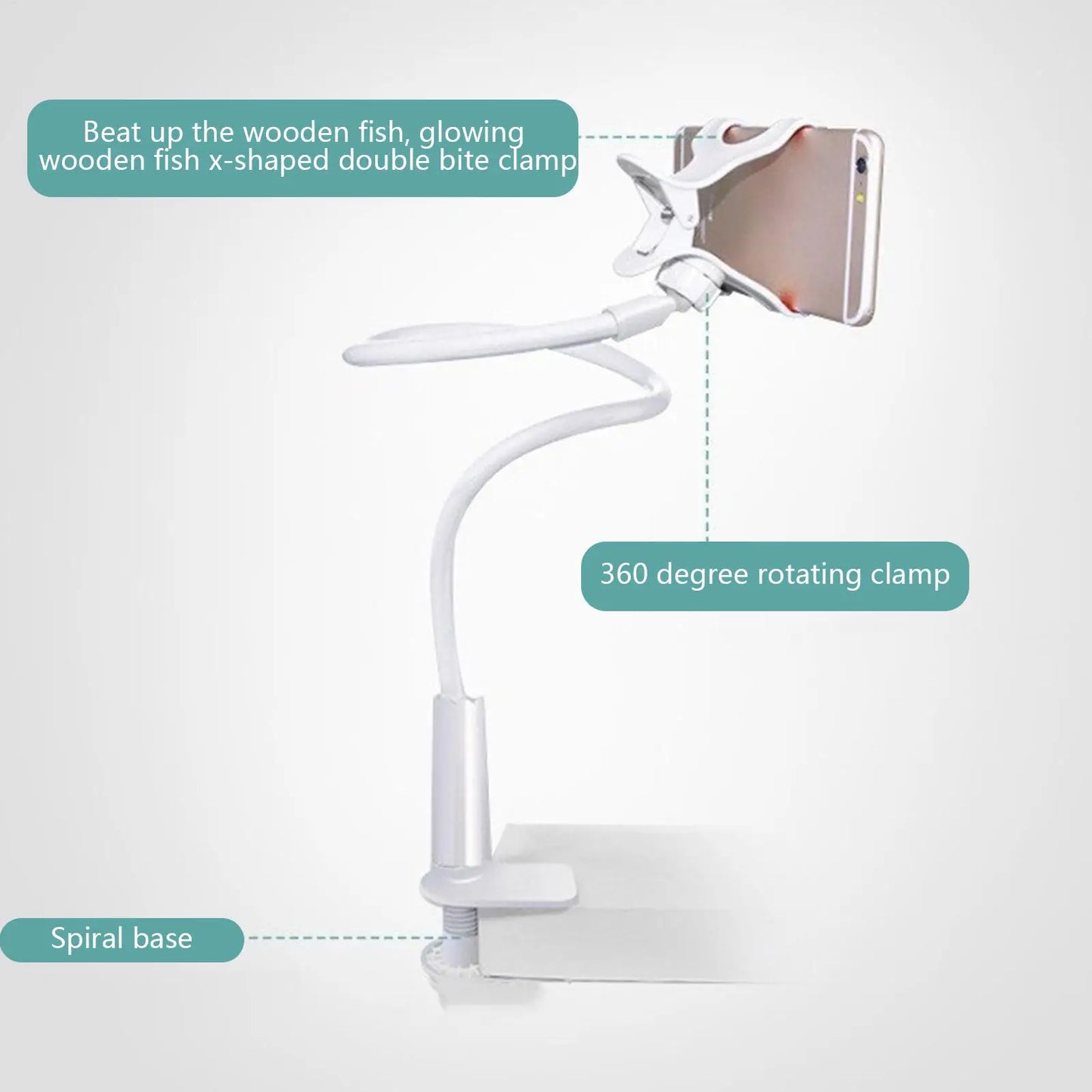 Black Color Gooseneck Phone Holder For Bed Flexible Gooseneck Long Arm Stand Overhead Cell Phone Clamp Mount