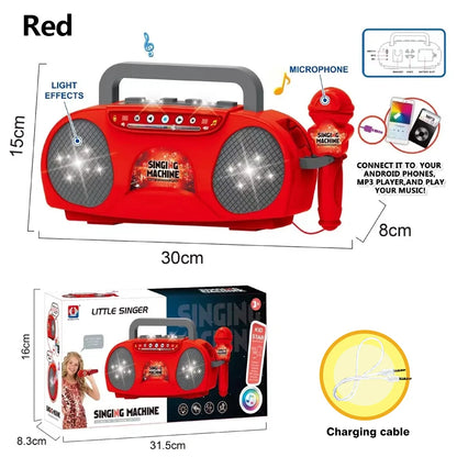 Kid Karaoke Singing Machine with Microphone Portable Musical Instrument with Light Educational Toy Girl Boy Party Birthday Gift