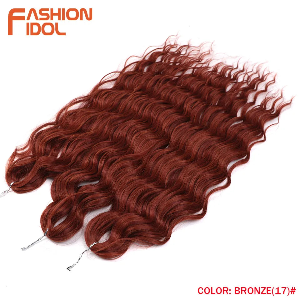 Anna 24 Inch Synthetic Hair Water Wave Braiding Hair Extensions Ombre Blonde Deep Wave Afro Curl Twist Crochet Hair for Women