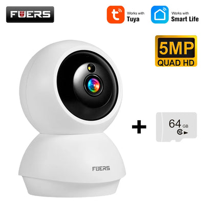 Fuers 5MP WiFi Camera Works With Tuya Smart Home Indoor Wireless IP Surveillance Camera Automatic Tracking Security Baby Monitor