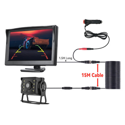 Universal Backup Car Rear view Camera with 5 inch Monitor for Truck HD Screen LED Night Vision Waterproof Paking Bus Security