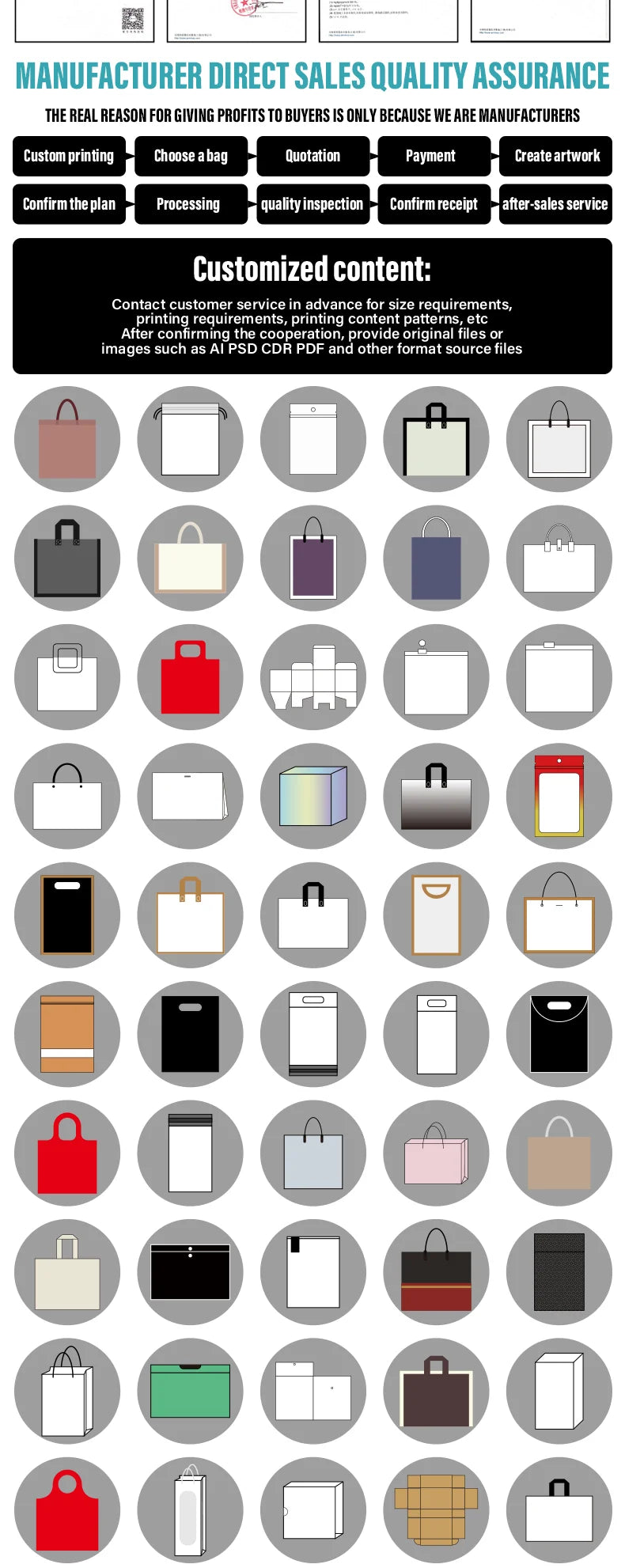 100 transparent plastic open pockets for storing food, meat, fish, fruits, and snacks, with customizable logos,