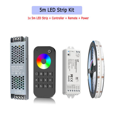 5M 10M 20M COB RGBW RGBWW LED Strip 24V Flexible Color Changing Dimmable Room Liner Light Home Decor 2.4G RF Remote Control Kit
