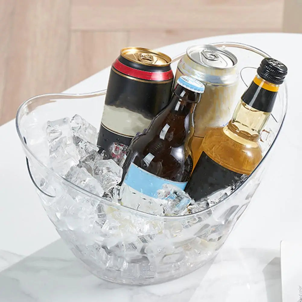 Large Capacity Ice Bucket Transparent Plastic Champagne Wine Bucket With Handle Portable Beer Ice Tub For KTV Bar Party Supply