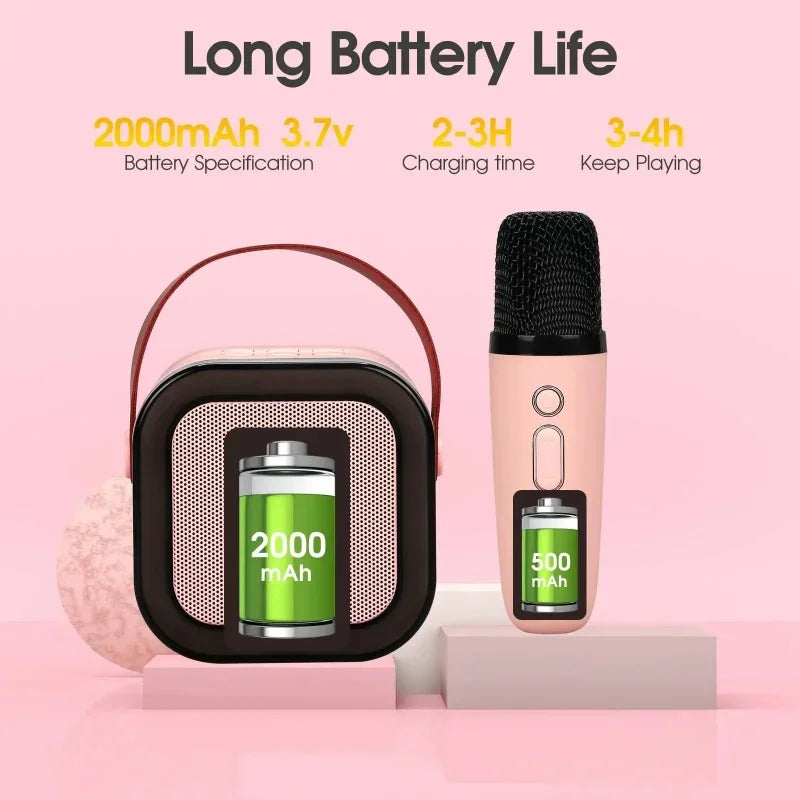 New Portable Bluetooth K12 Karaoke Machine Speaker With 1-2 Wireless Microphones HiFi Singing Family Loudspeaker Children's Gift