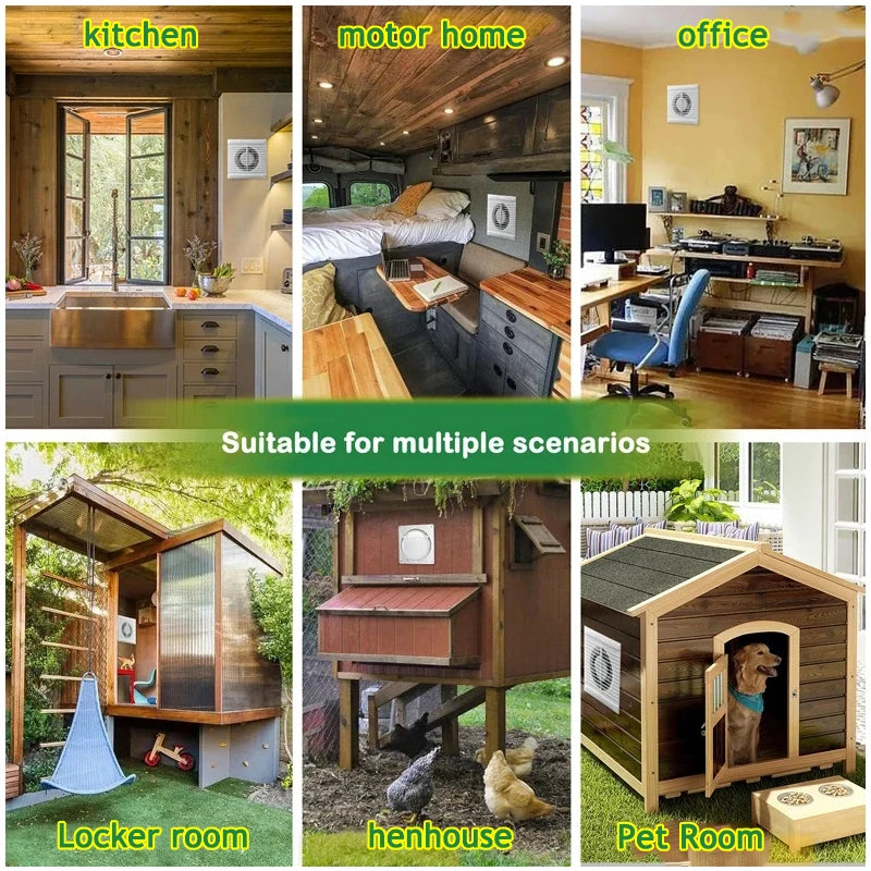 Solar 12V Exhaust Fan Air Blower High Speed Ventilator Energy-saving Anti-Mosquito Design Kitchen Bathroom Chicken/Duck Coop
