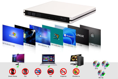 External USB3.0 Bluray Burner Writer Optical BD-RE Recorder 3D BD-ROM Blu-Ray Reader Bluray Play DVD Recorder for Laptop/Desktop