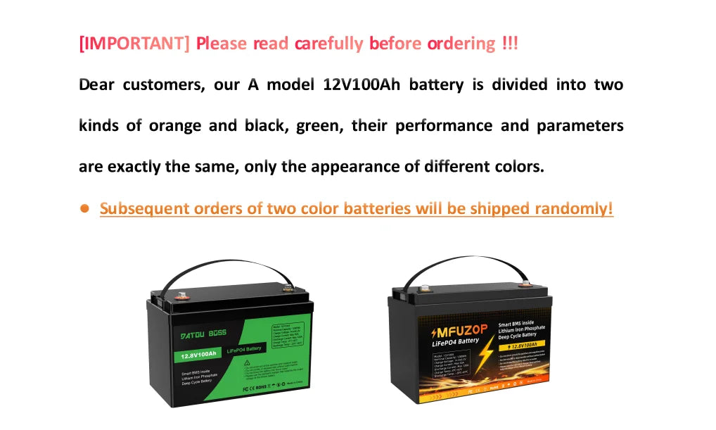 DTOUBOSS Original Lithium Rechargeable LiFePO4 For Solar System RV Outdoor Travel Home BMS 12V 100Ah U.S. Warehouse NO TAX